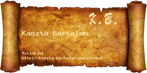 Kaszta Bertalan névjegykártya